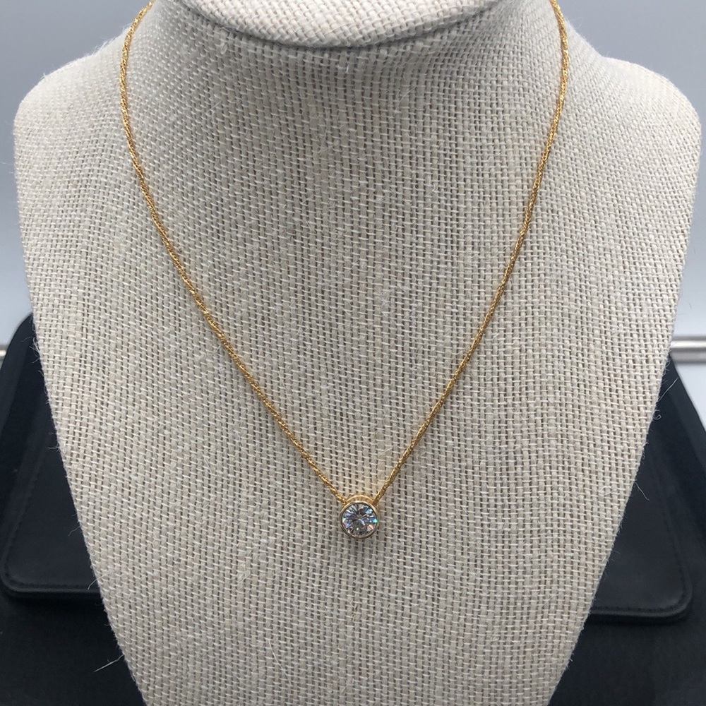 Moissanite 1.50 carats bezel pendant 14 karat gold